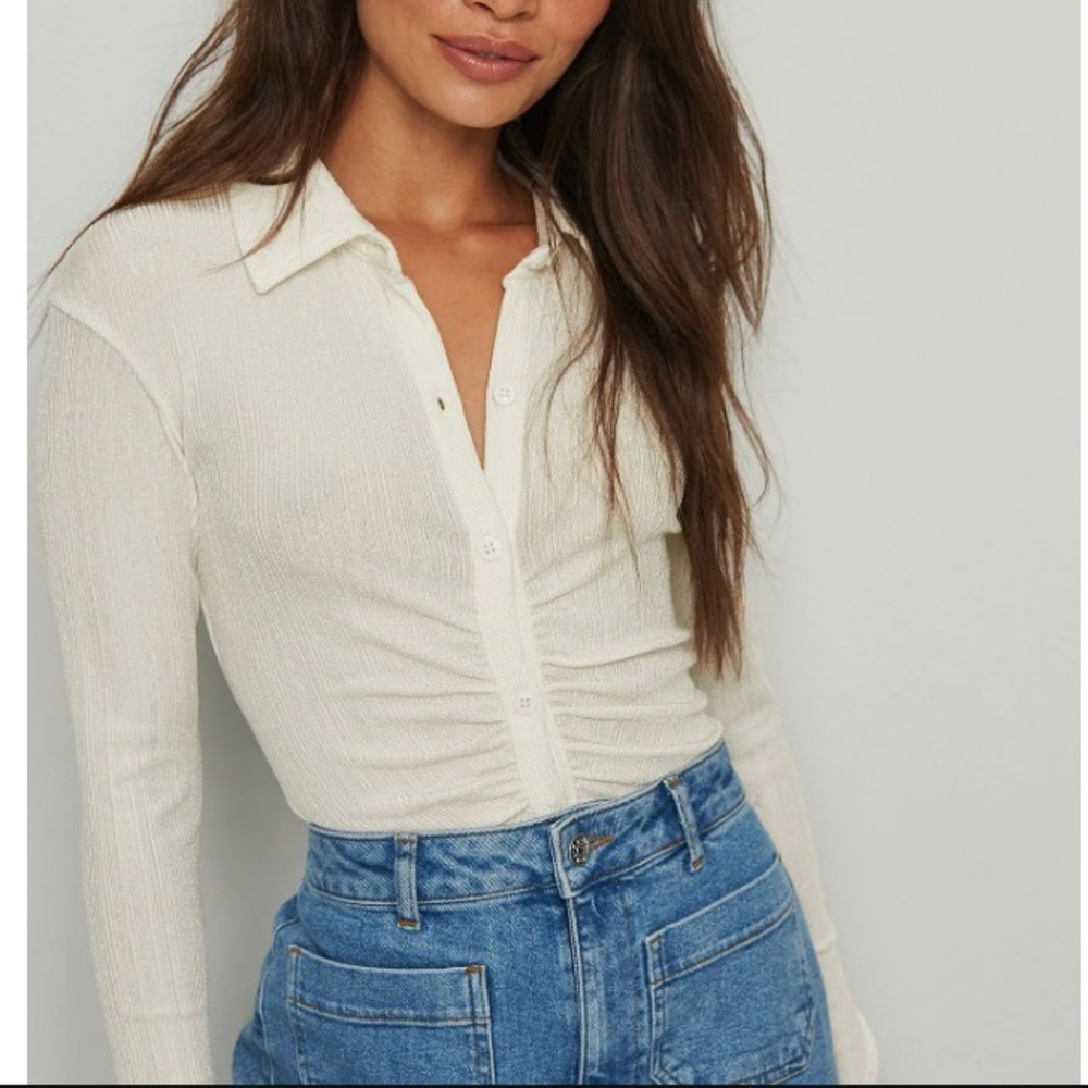 NA-KD Rouched Detail Collar Top